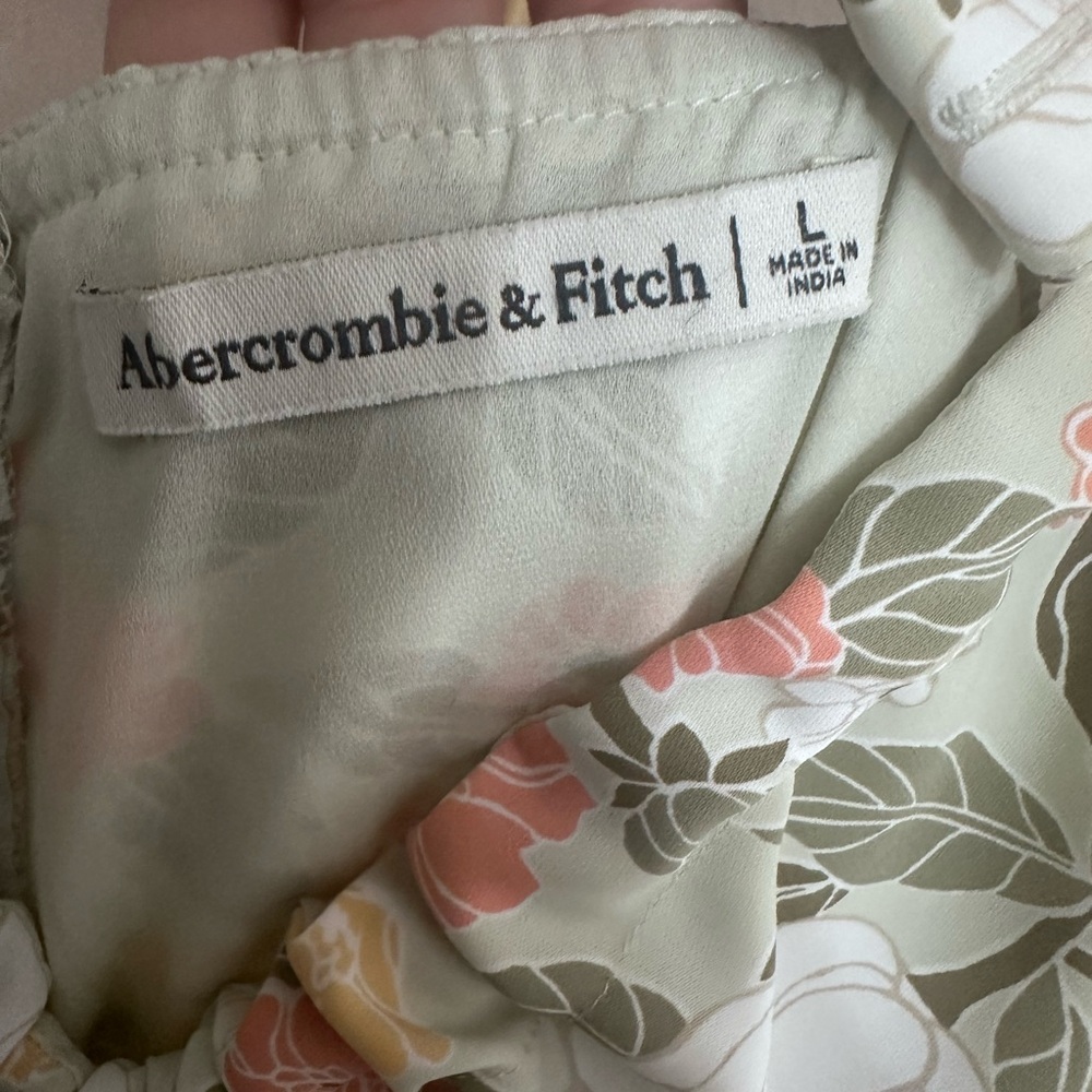 Abercrombie & Fitch Light Mint Floral Midi Dress with Pink and White Flowers - Picture 4 of 10